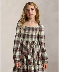 Polo Ralph Lauren Girls 7-16 Long Sleeves Plaid Ruffled Dress