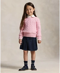 Polo Ralph Lauren Girls 2T-16 Long Sleeves Cable-Knit Cotton Sweater