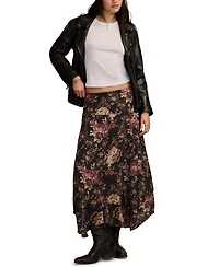 Lucky Brand Women's Floral Drop Waist Midi Skirt