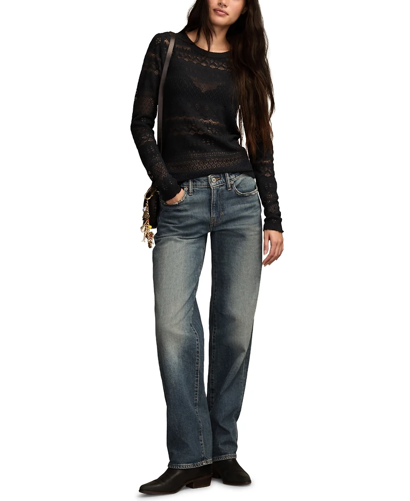 Lucky Brand Women's Lace Detail Long Sleeve Top