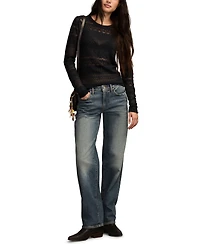 Lucky Brand Women's Lace Detail Long Sleeve Top