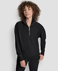Dkny Women's Tech Ottoman Half-Zip Mock Neck Sweatshirt