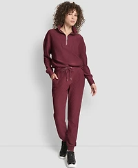 Dkny Women's Tech Ottoman Cuffed High Rise Joggers
