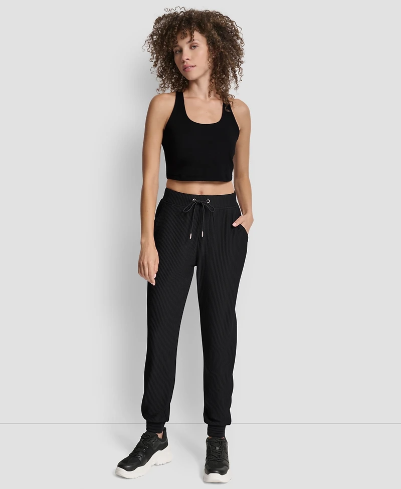 Dkny Women's Tech Ottoman Cuffed High Rise Joggers