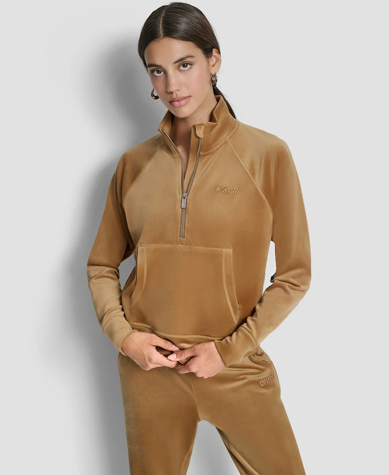 Dkny Women's Platinum Velour Embroidered Logo Sweatshirt