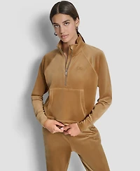 Dkny Women's Platinum Velour Embroidered Logo Sweatshirt