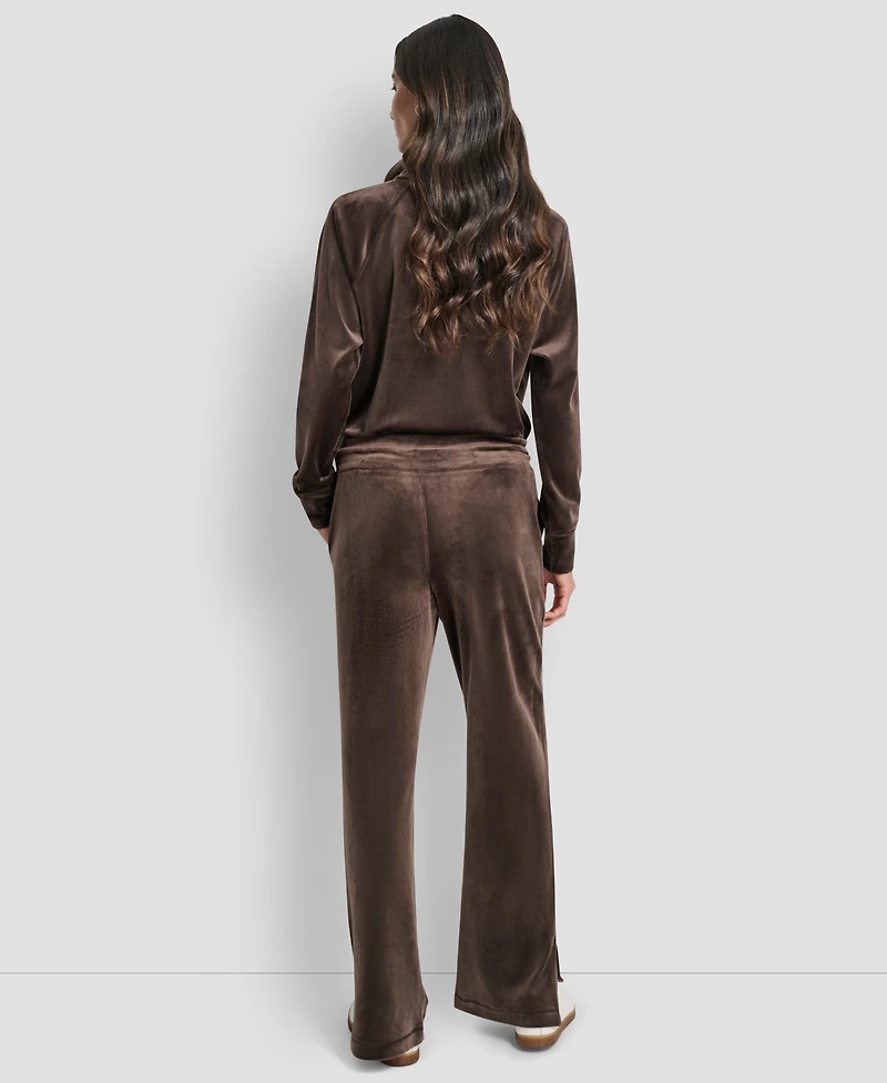 Dkny Women's Hd Embroidery Logo Slit Track Pants