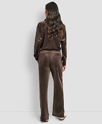 Dkny Women's Hd Embroidery Logo Slit Track Pants