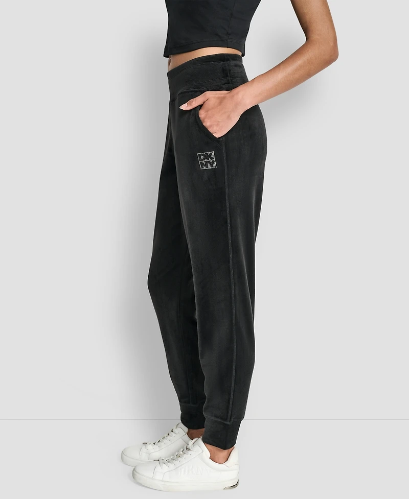 Dkny Women's Stacked Logo Mid-Rise Slim-Fit Joggers