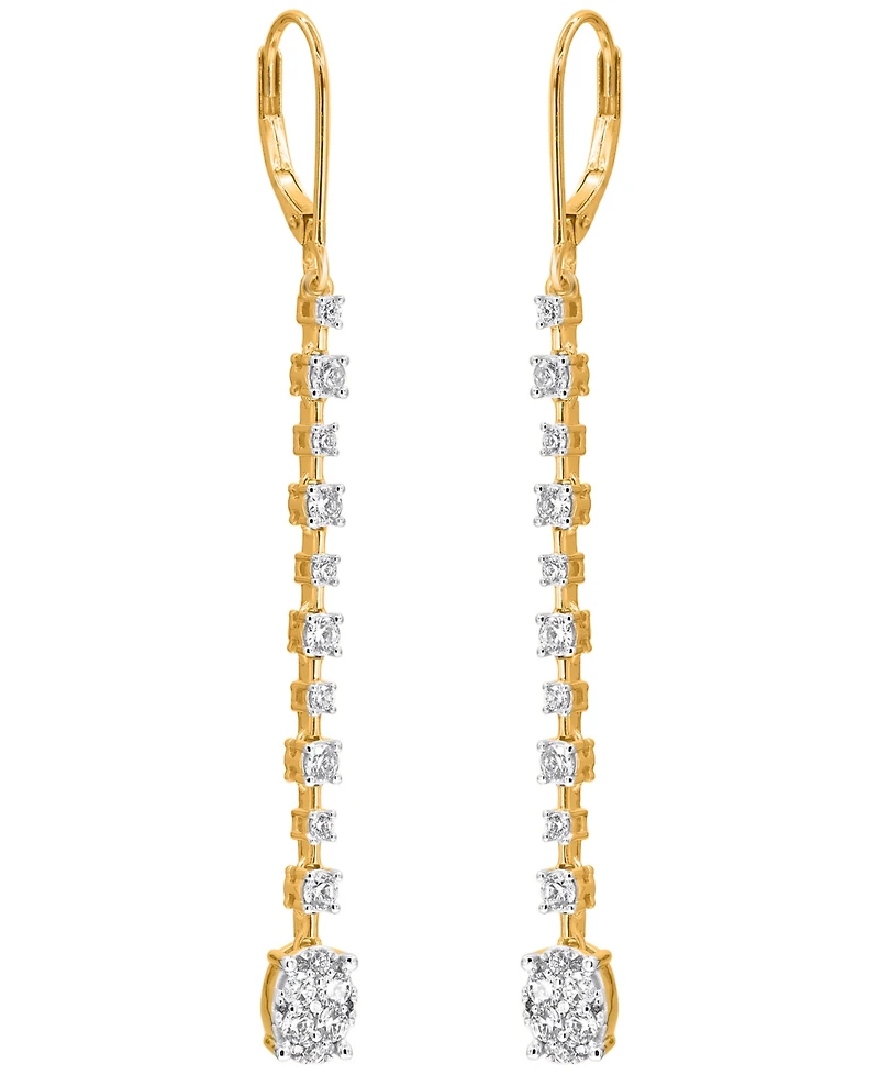 Macy's Diamond Long Drop Earrings (1 ct. t.w.) in 14K Yellow Gold