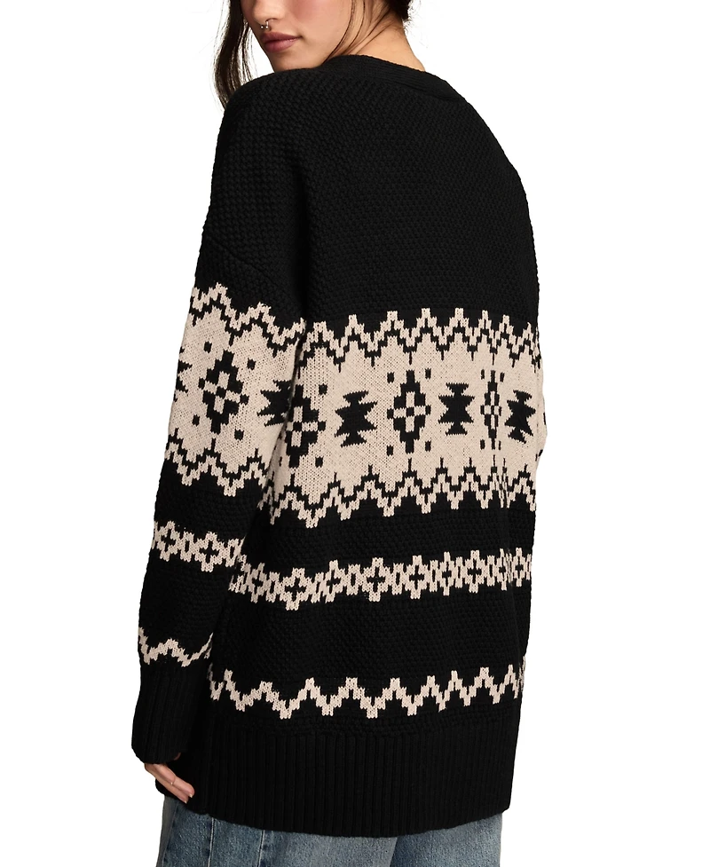 Lucky Brand Women's Cotton Southwest Cocoon Cardigan Sweater