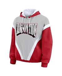 Wear by Erin Andrews Women'sCrimson/Gray Alabama Crimson Tide Color Block Full-Zip Hoodie Windbreaker Jacket