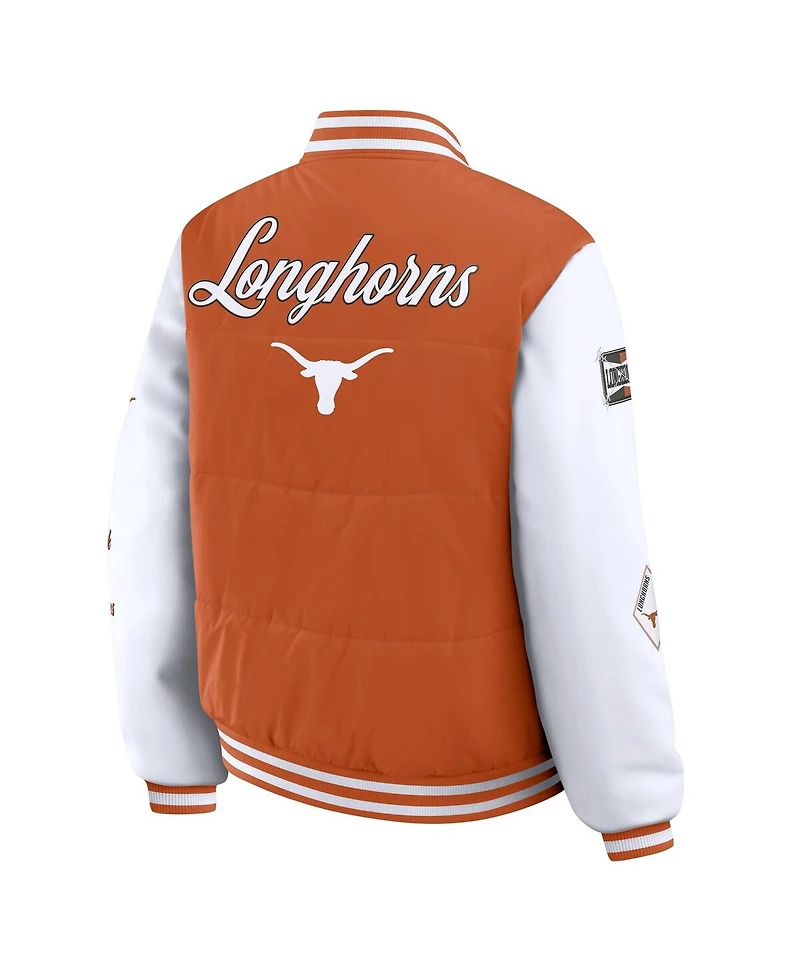 Wear by Erin Andrews Women'sBurnt Orange Texas Longhorns Varsity Puffer Jacket