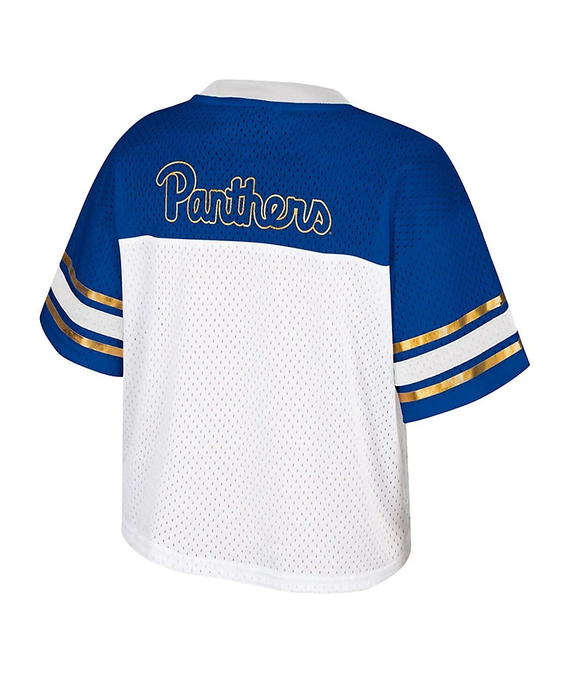 Colosseum Women's White Pitt Panthers Treasure Cropped Football Jersey
