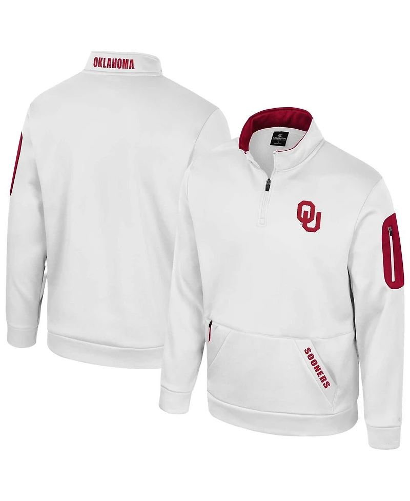 Colosseum Men's White Oklahoma Sooners Mainframe Quarter-Zip Fleece Jacket
