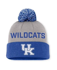Nike Men's Gray/Royal Kentucky Wildcats Primetime Peak Cuffed Pom with Knit Hat