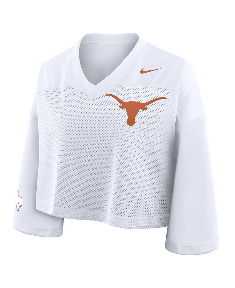 Nike Women'sWhite Texas Longhorns Cropped Mesh Dri-fit Fashion Jersey