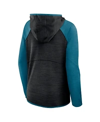 Fanatics Women's Black/Teal Jacksonville Jaguars Redzone End Around Pass Raglan Full-Zip Hoodie