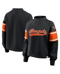 Fanatics Women's Black Cincinnati Bengals Oversized Hometown Toss Sweep Mock Neck Pullover Hoodie