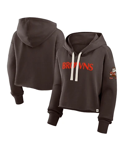 Fanatics Women's Brown Cleveland Browns Oversized Hometown Heritage Cropped Hoodie