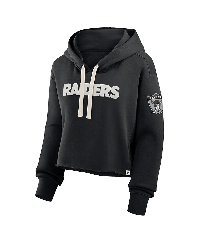 Fanatics Women's Black Las Vegas Raiders Oversized Hometown Heritage Cropped Hoodie