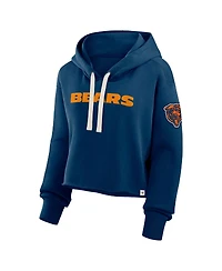 Fanatics Women's Navy Chicago Bears Oversized Hometown Heritage Cropped Hoodie