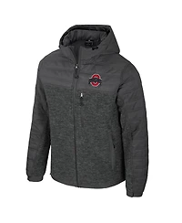 Colosseum Men's Charcoal Ohio State Buckeyes Nightman Full-Zip Hoodie Puffer Jacket