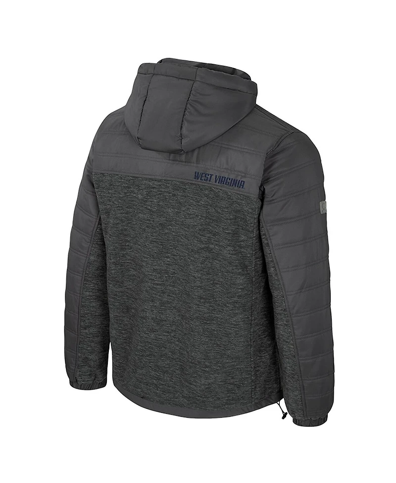 Colosseum Men's Charcoal West Virginia Mountaineers Nightman Full-Zip Hoodie Puffer Jacket