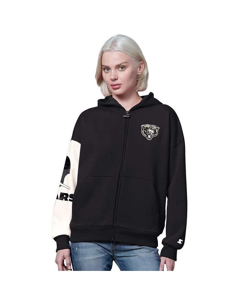 Starter Women's Black Chicago Bears 4th Down Full-Zip Hoodie