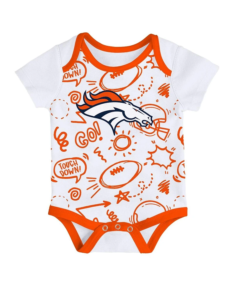 Outerstuff Baby Boys and Girls 3-Piece Denver Broncos All Day Play Bodysuit Set