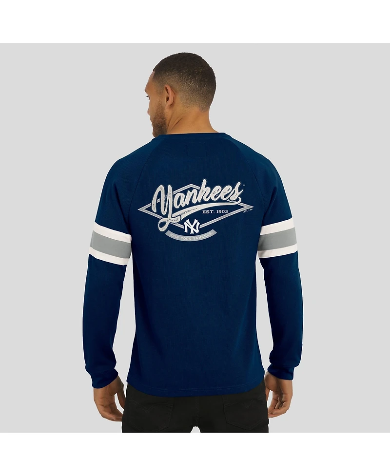 Fanatics Men's Darius Rucker Collection by Navy New York Yankees Waffle-Knit Raglan Long Sleeve Henley T-Shirt