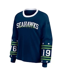 Wear by Erin Andrews Women's College Navy Seattle Seahawks Plus Sport Long-Sleeve T-Shirt
