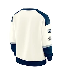 Wear by Erin Andrews Women's Cream Dallas Cowboys Racing Crew V-Neck Sweatshirt