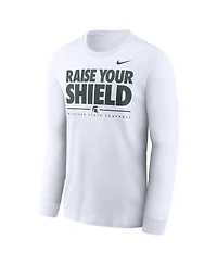 Nike Men's White Michigan State Spartans 2025 Football Fan Raise Your Shield Long Sleeve T-Shirt
