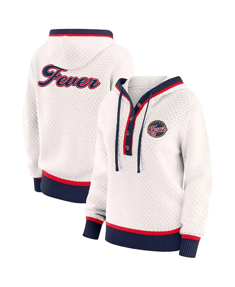 Wear by Erin Andrews Women'sCream Indiana Fever Hooded Sweater