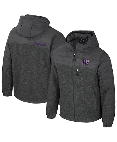 Colosseum Men's Charcoal Washington Huskies Nightman Full-Zip Hoodie Puffer Jacket