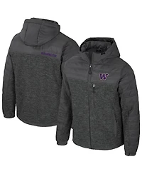 Colosseum Men's Charcoal Washington Huskies Nightman Full-Zip Hoodie Puffer Jacket