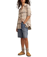Lucky Brand Women's Tunic Plaid Button Down Shirt