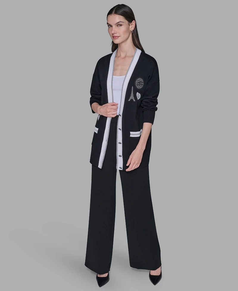 Karl Lagerfeld Paris Women's Patch Detail Cardigan