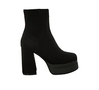 London Rag Women's Maltese Soft Microfiber Block Heel Boots