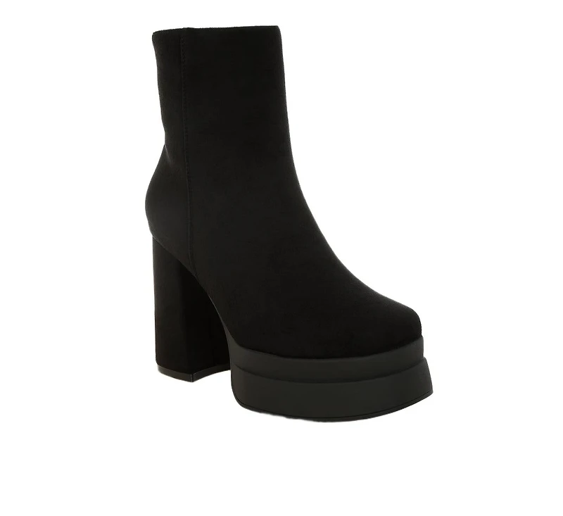 London Rag Women's Maltese Soft Microfiber Block Heel Boots