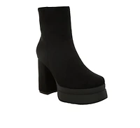 London Rag Women's Maltese Soft Microfiber Block Heel Boots