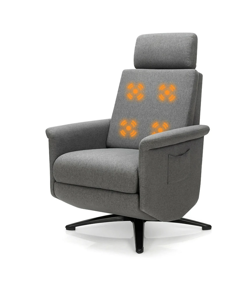 Gymax Massage Recliner Chair Swivel Single Sofa Lounge w/Adjustable Headrest
