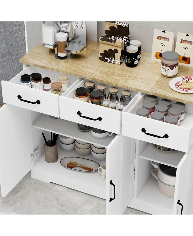 Lovmor Farmhouse Sideboard Buffet with 3 Drawers and 3 Doors