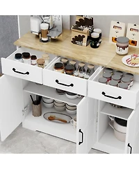 Lovmor Farmhouse Sideboard Buffet with 3 Drawers and 3 Doors