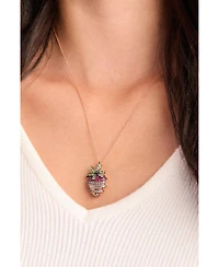 Le Vian Godiva x Le Vian Chocolate Covered Strawberry Pendant Necklace featuring Multi-Gemstone (5/8 ct. t.w.) & Chocolate Diamond (3/8 ct. t.w.) in 1
