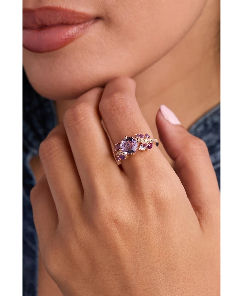 Le Vian Multi-Gemstone (2-3/8 ct. t.w.) & Nude Diamond (1/6 ct. t.w.) Cluster Ring in 14k Rose Gold