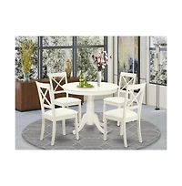 East West Furniture Dining Room Set Linen White