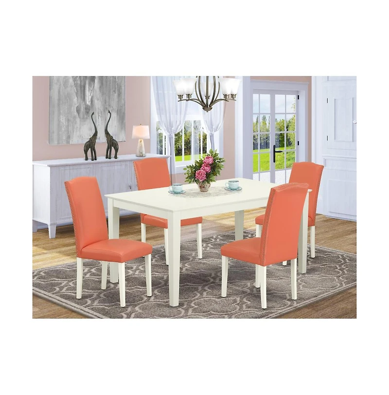 East West Furniture Dining Room Set Linen White