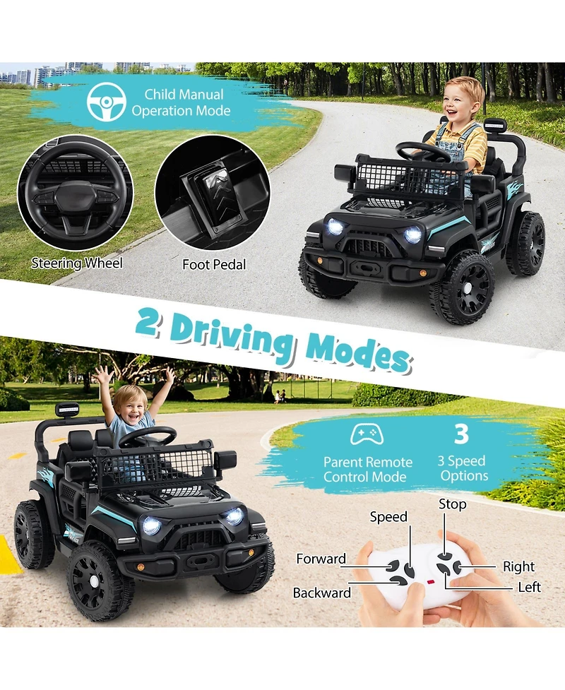 Gymax Kids Ride on Car Truck 12V Battery Powered Electric Vehicle w/ Foldable Mirrors
